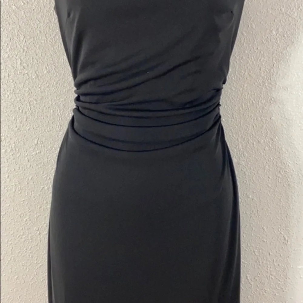 David Meister black drape neck cocktail dress V27